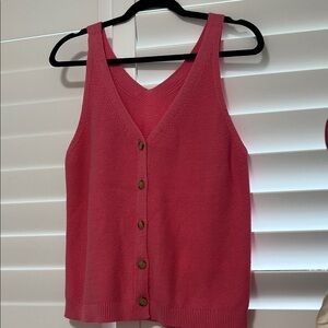 LOFT Pink Button-Down Tank Top